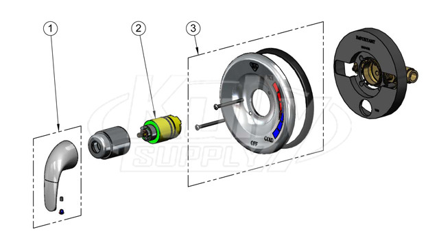 T&S Brass B-3204 Shower Valve   Parts Breakdown