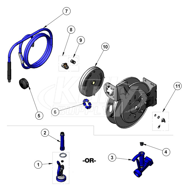 T&S Brass Hose Reel B-7132 Series Parts Breakdown