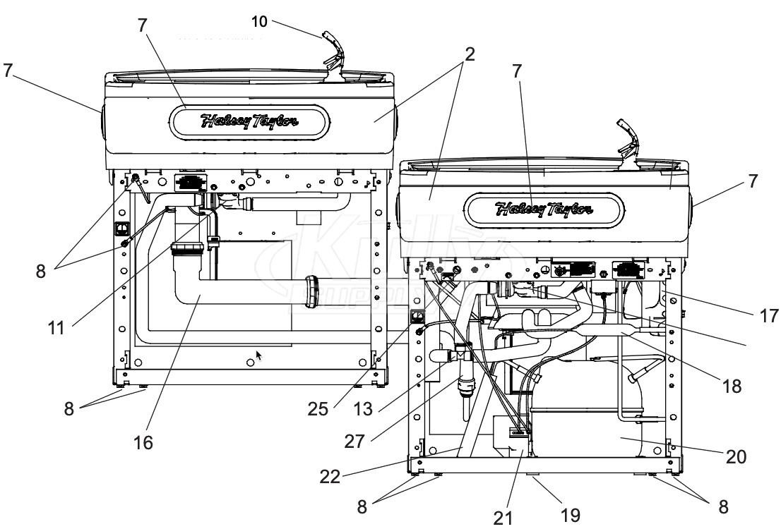 Halsey Taylor HTVZ Series Drinking Fountain Parts Breakdown