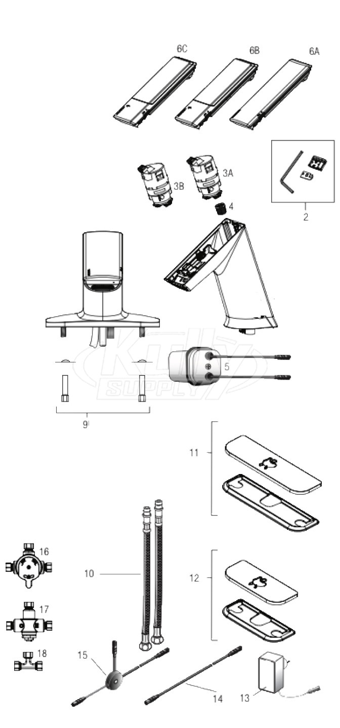 Sloan EFX-600, EFX-650, EFX-675, EFX-677 Series Infrared Sensor Faucet Parts Breakdown