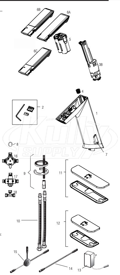 Sloan EFX-100, EFX-150, EFX-175, EFX-177, EFX-180 Series Infrared Sensor Faucet Parts Breakdown