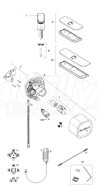 Sloan EFX-300, EFX-350, EFX-380 Series Capacitance Sensor Faucet Parts Breakdown