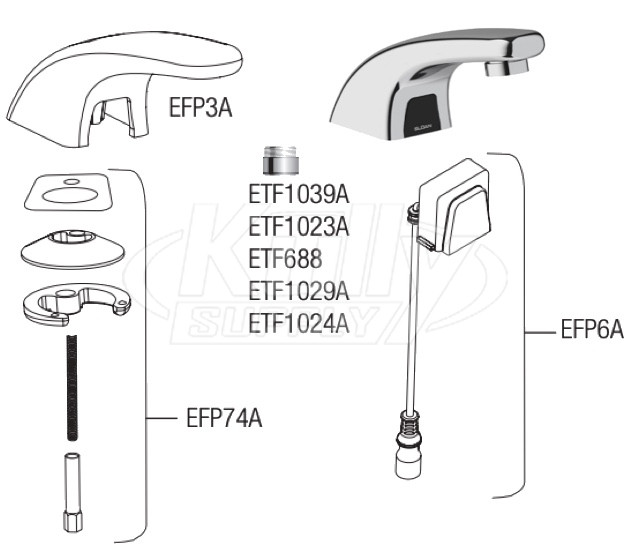 Sloan ETF-610 Hardwired Bluetooth Sensor Faucet Parts Breakdown (Post-2019)