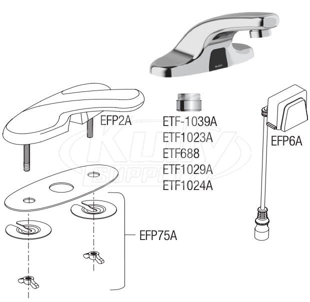 Sloan EBF-650 Battery-Powered Bluetooth Sensor Faucet Parts Breakdown (Post-2019)