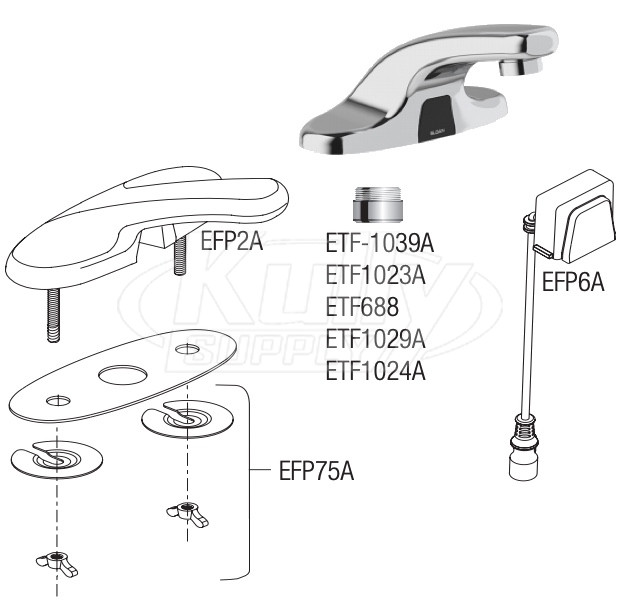 Sloan ETF-600 Hardwired Bluetooth Sensor Faucet Parts Breakdown (Post-2019)