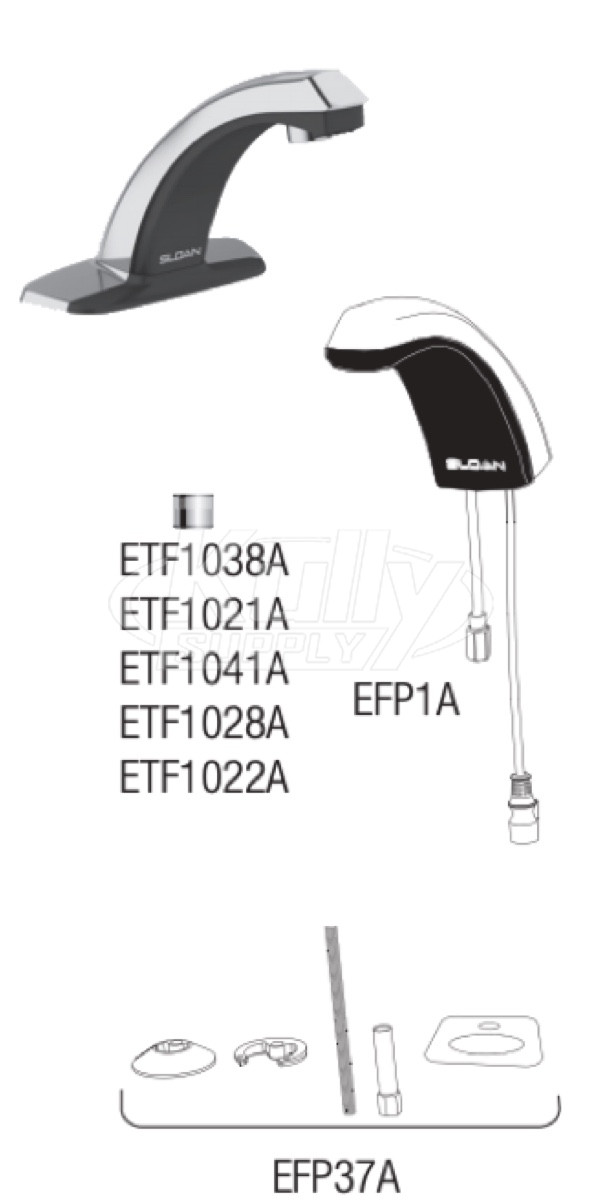 Sloan ETF-80 Hardwired Bluetooth Sensor Faucet Parts Breakdown (Post-2019)
