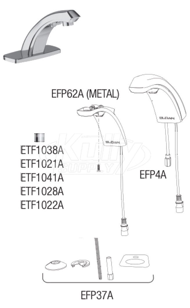 Sloan EBF-187 Battery-Powered Bluetooth Sensor Faucet Parts Breakdown (Post-2019)