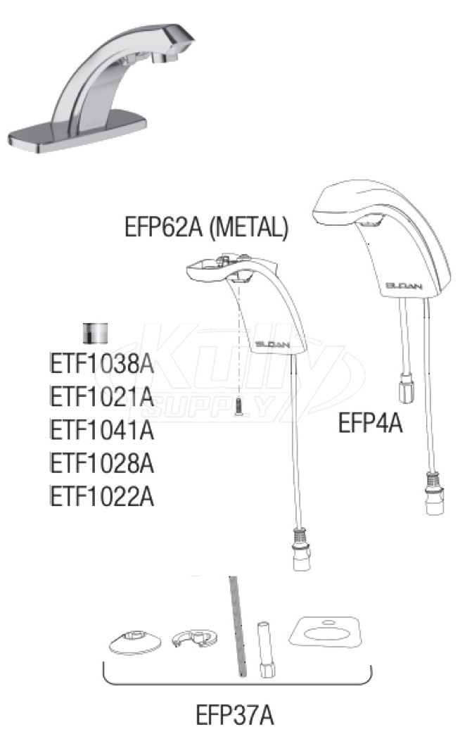 Sloan ETF-880 Hardwired Bluetooth Sensor Faucet Parts Breakdown (Post-2019)