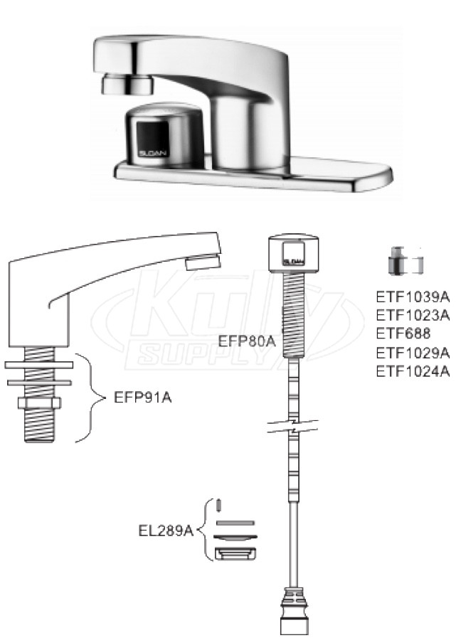 Sloan EBF-665 Battery-Powered Bluetooth Sensor Faucet Parts Breakdown (Post-2019)