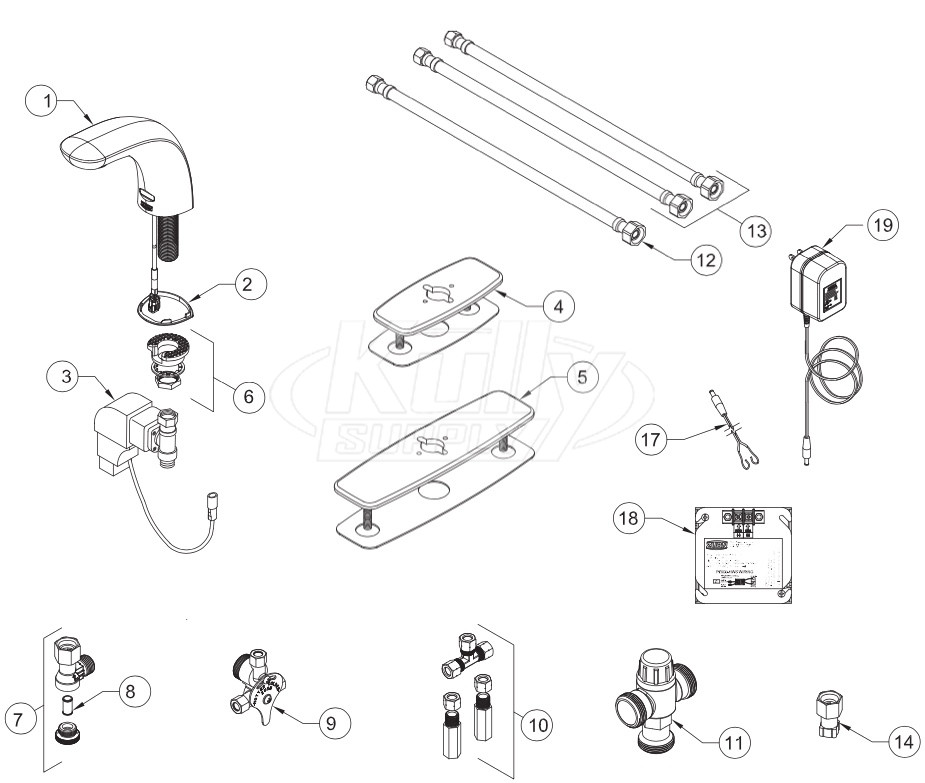 Zurn Z6956-XL Cumberland Faucet Parts Breakdown