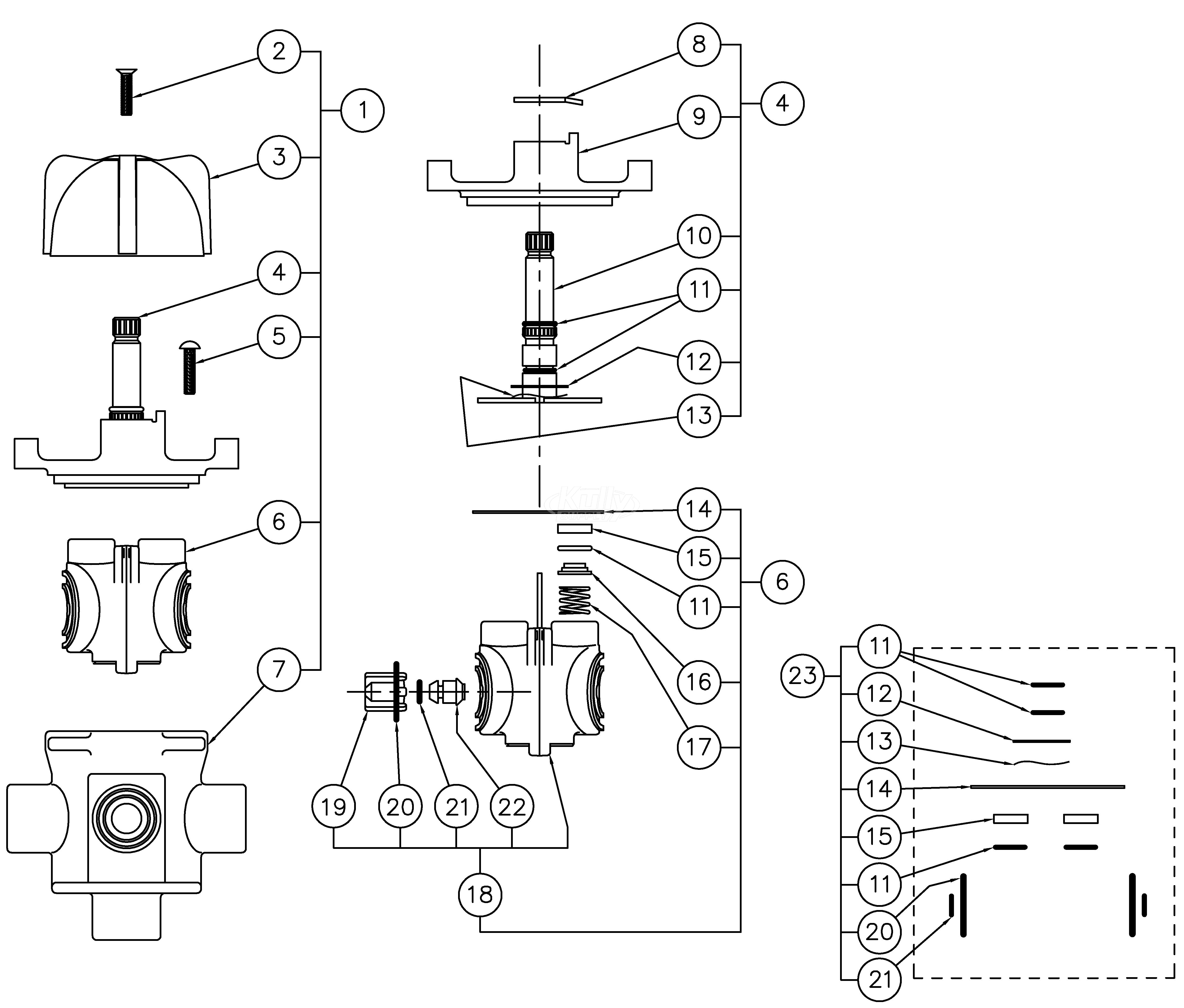 Acorn 9975-034-001 Mixing Valve Parts Breakdown