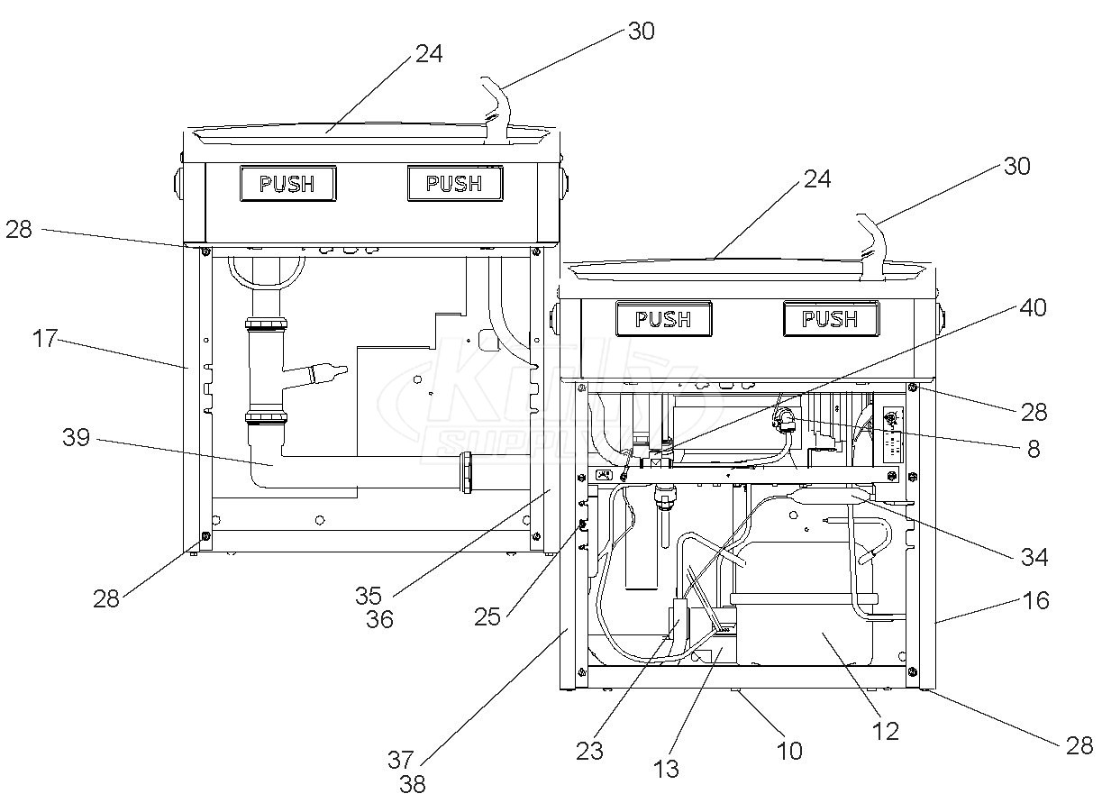 Elkay EMABFTL Dual Station Drinking Fountain Parts Breakdown