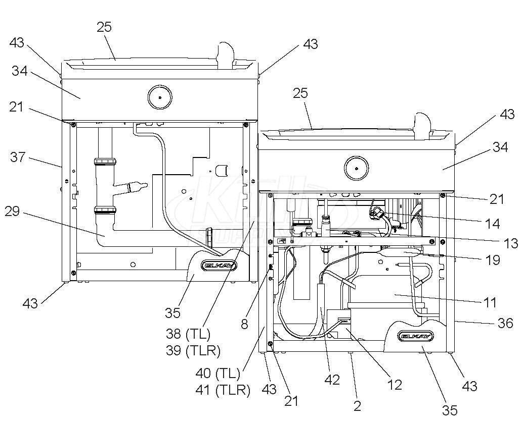 Elkay VRCTL Dual Station Drinking Fountain Parts Breakdown