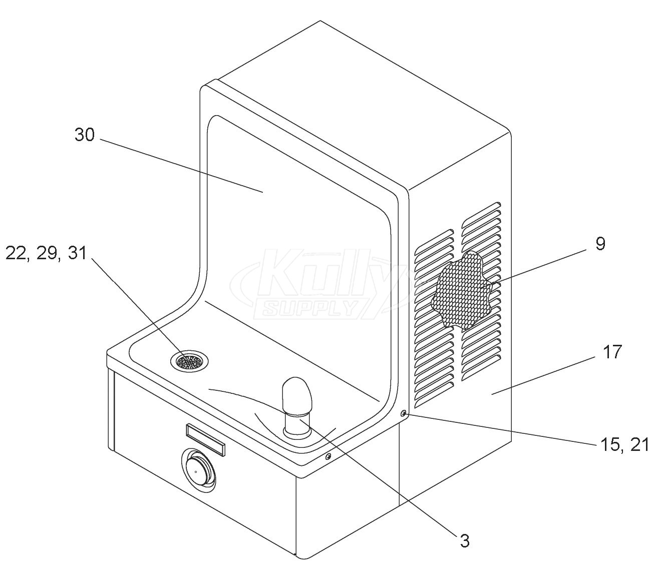 Elkay OHF Drinking Fountain Parts Breakdown