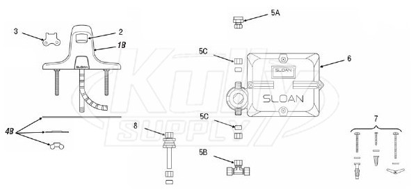 Sloan EBF-650 Faucet Parts Breakdown (Pre 09/2008)