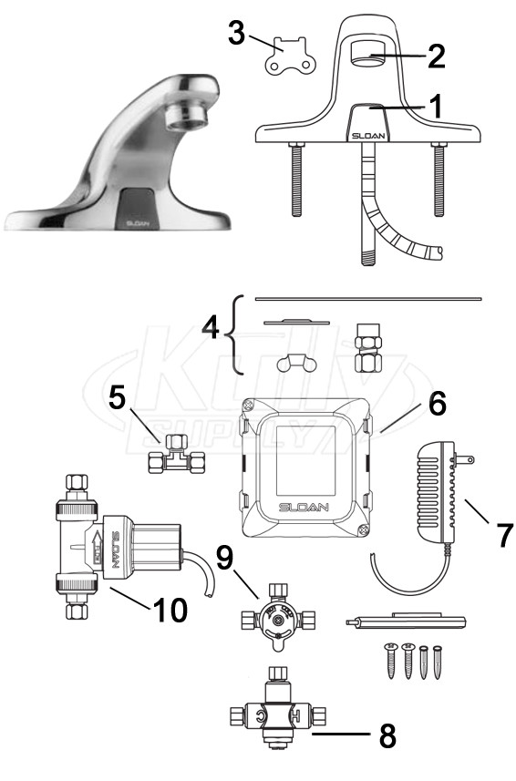 Sloan EBF-650 Faucet Parts Breakdown (2008-2019)