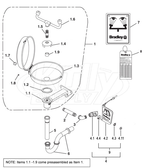 Bradley S19-220DCPT Parts Breakdown