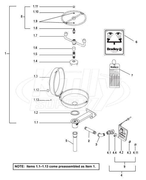 Bradley S19-220DCR Parts Breakdown