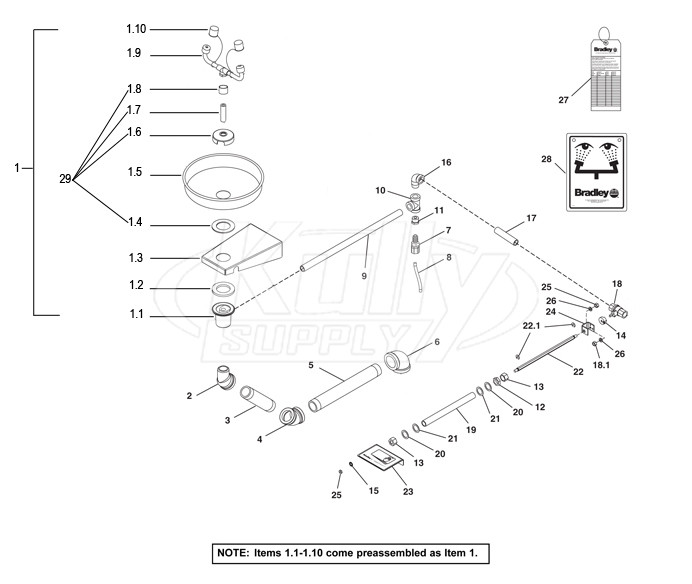 Bradley S19-220HFP Parts Breakdown