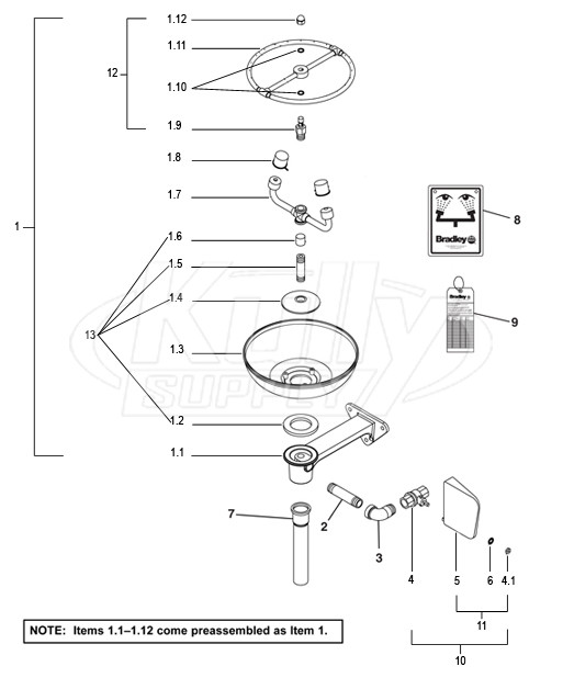 Bradley S19-220H Parts Breakdown