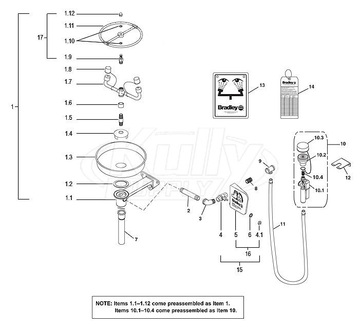 Bradley S19-220P Parts Breakdown