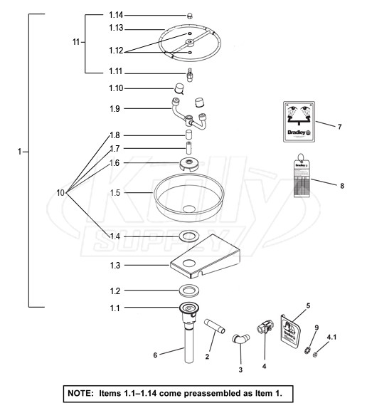 Bradley S19-220SS Parts Breakdown