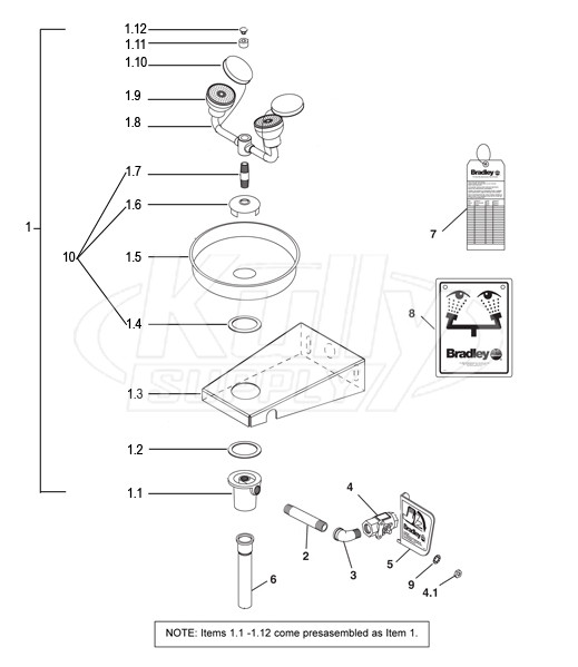 Bradley S19-220TSS Parts Breakdown