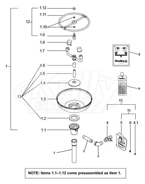 Bradley S19-230H Parts Breakdown