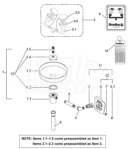 Bradley S19-230T Parts Breakdown