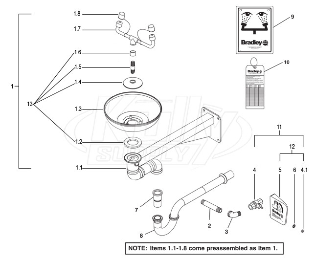 Bradley S19-220ABF Parts Breakdown