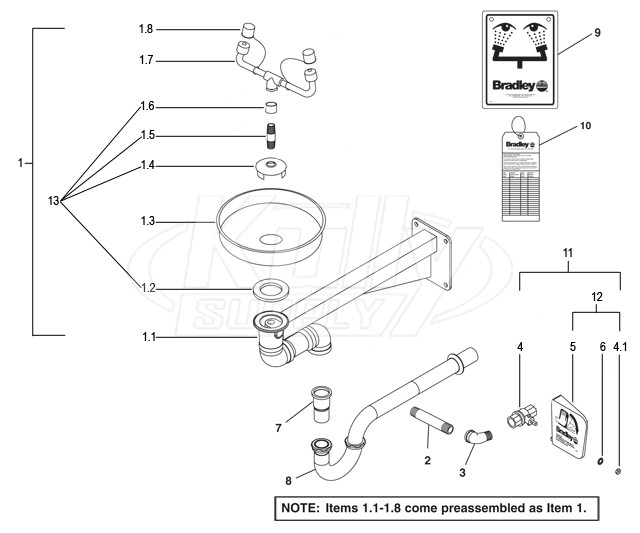 Bradley S19-220BBF Parts Breakdown