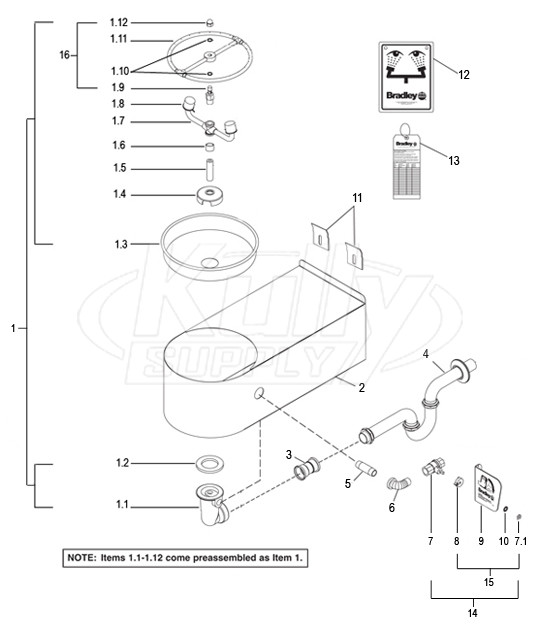 Bradley S19-220BF Parts Breakdown