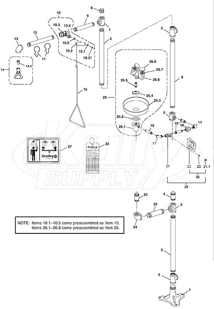 Bradley S19-310SBFW Parts Breakdown