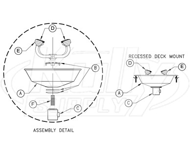 Recessed Deck Mount Eye/Face Wash
