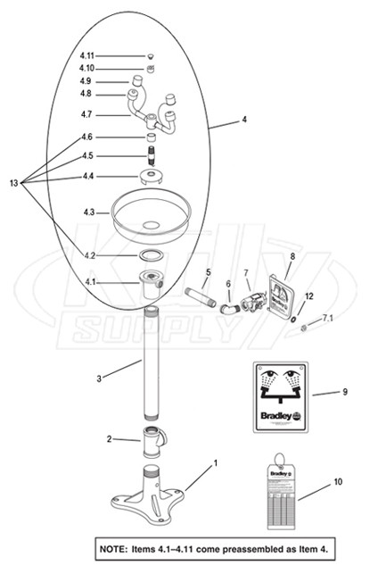 Bradley S19-210BSS Parts Breakdown