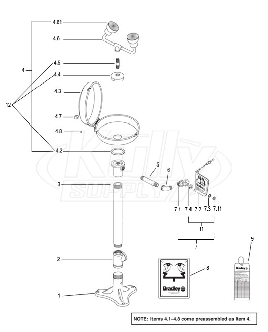 Bradley S19-210DCFW Parts Breakdown