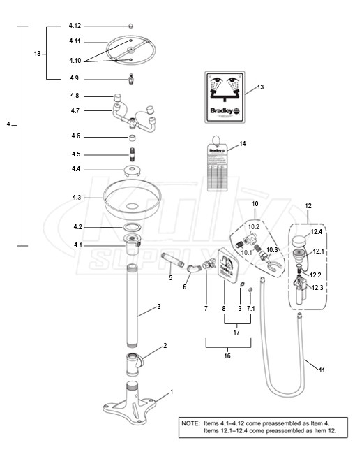 Bradley S19-210P Parts Breakdown