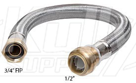 SharkBite U3068FLEX12LF 12" Stainless Steel Water Heater Connector 1/2" x 3/4" FIP - Lead Free