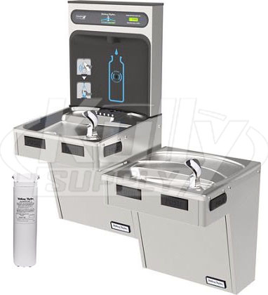 Halsey Taylor HydroBoost HTHB-HACG8BLSS-WF GreenSpec Filtered Stainless Steel Dual Drinking Fountain with Bottle Filler