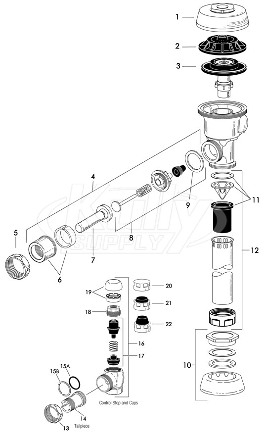 Sloan Royal Flushometer Parts Breakdown Kullysupply Com