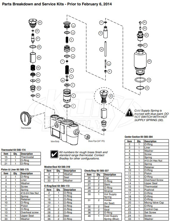Bradley S19-2100 Parts Breakdown