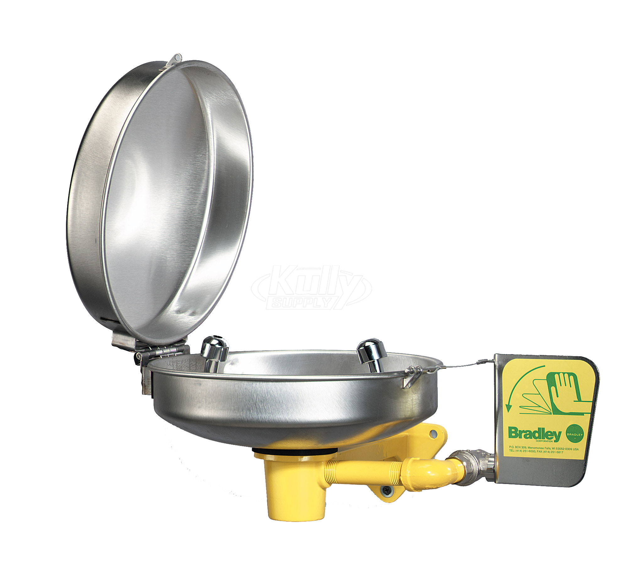 Bradley S19-220DCPT Eyewash (with Wall Bracket, Tailpiece, Trap, and Hinged Dust Cover)