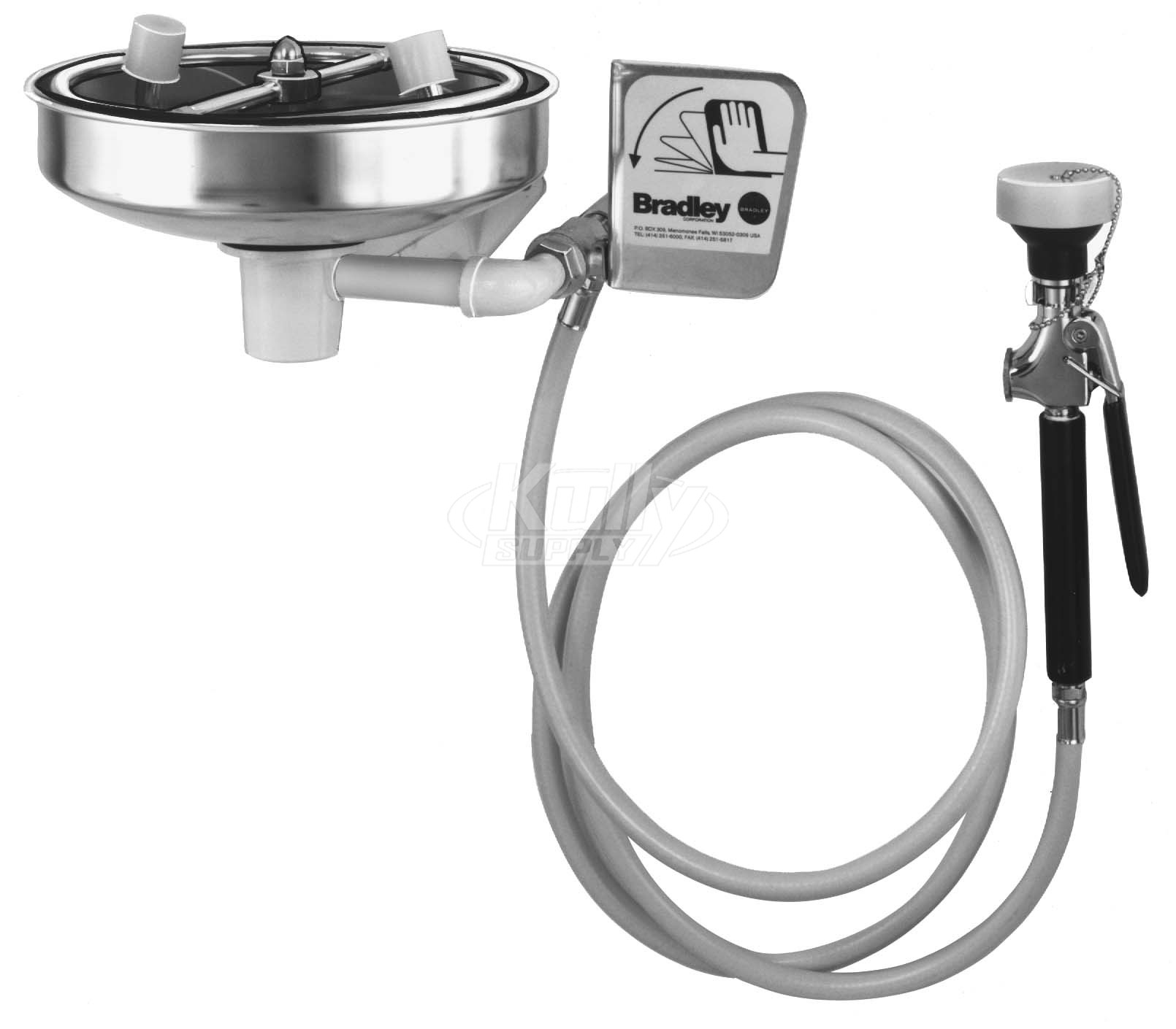 Bradley S19-220P Eye/Face Wash (with Drench Hose and Wall Bracket)