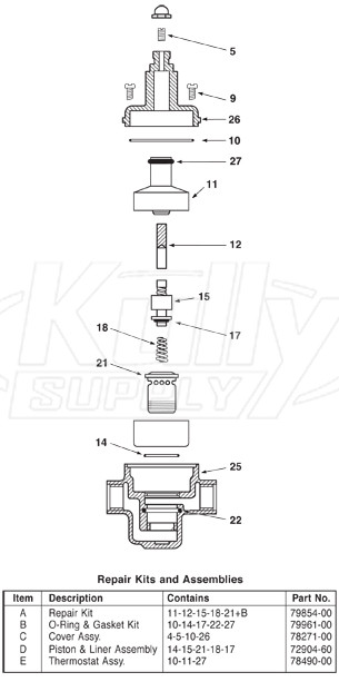 Speakman SE-370 Mixing Valve Parts Breakdown
