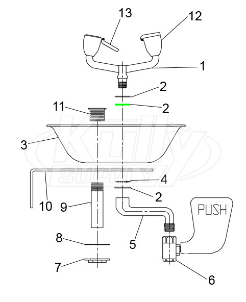 Speakman SE-490 Eye/Face Wash Parts Breakdown