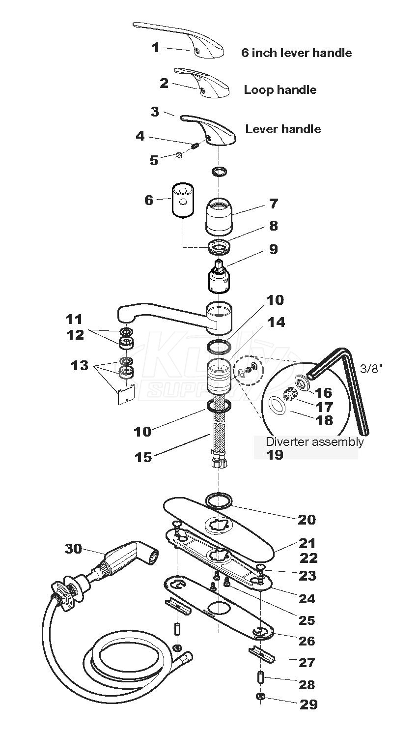 Symmons S-23-BH Faucet Parts Breakdown