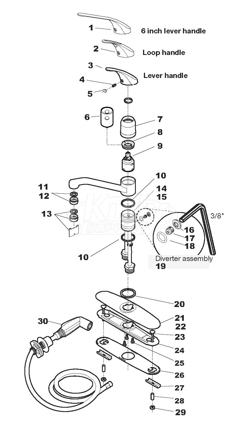 Symmons S 23 Faucet Parts Breakdown