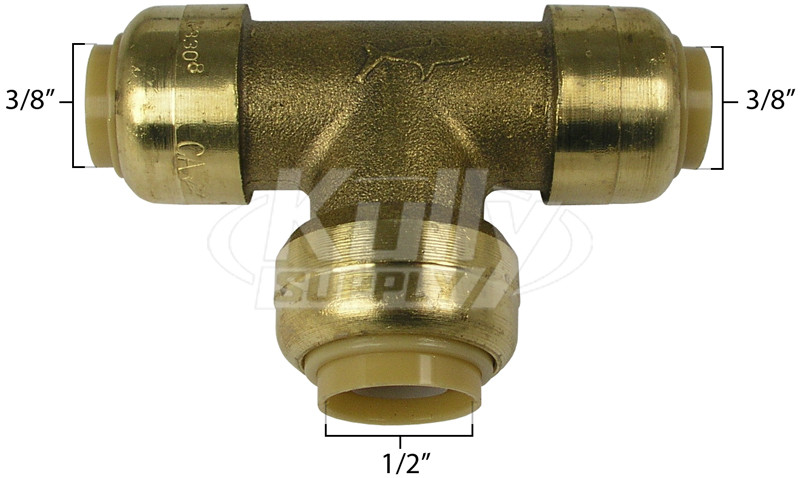Sharkbite U364LF 3/8" x 3/8" x 1/2" Bullnose Tee - Lead Free 