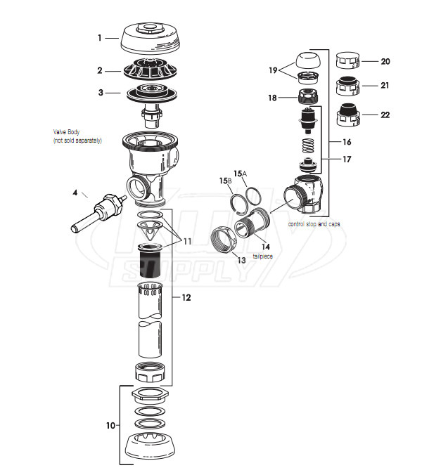 Sloan UPPERCUT Flushometer Parts Breakdown