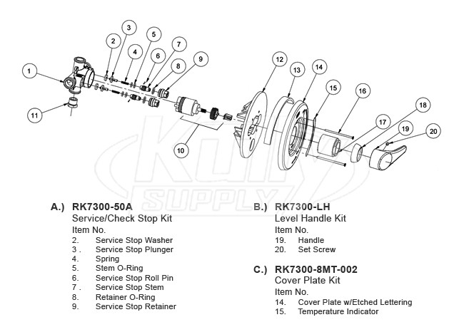 Zurn Z7300 Temp-Gard III Valve Parts Breakdown